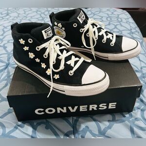 Converse Women's Black and White Floral High-Tops